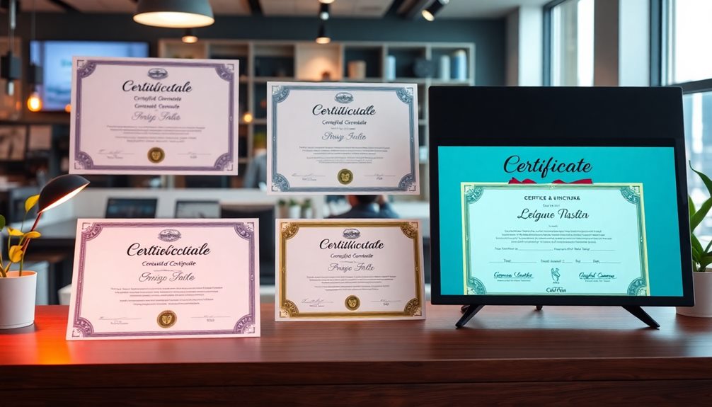 certificates for customization